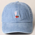 Glass of Wine and Strawberry Embroidered Baseball Cap