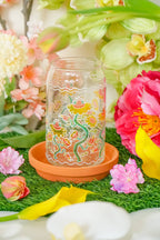 Ditsy Daisy 16oz Can Glass | Stained Glass Flower Design