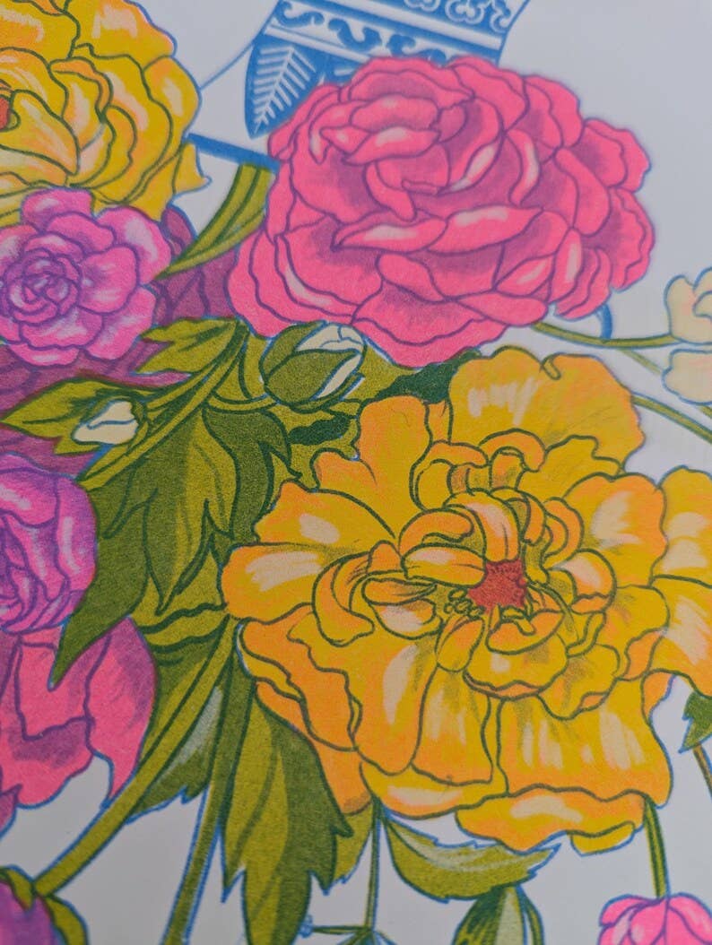 Spring Flowers Art Print | 8.5"x11" Risograph Print