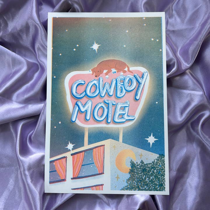 Cowboy Motel Risograph Art Print
