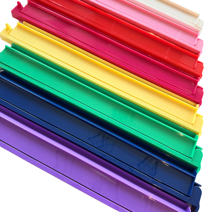 Mahjong Rack and Pusher Set of 4 - Solid Colors Pink Yellow Green Purple