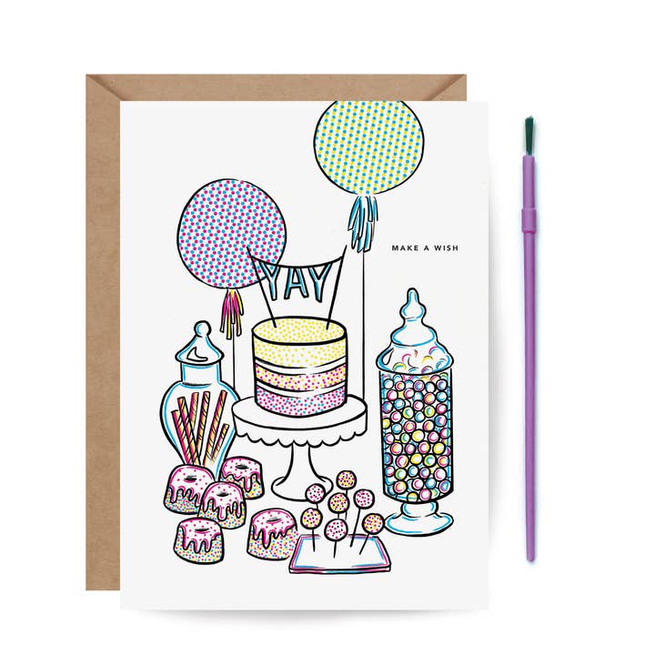 Sweets Table Birthday Card - Paint with Water Card