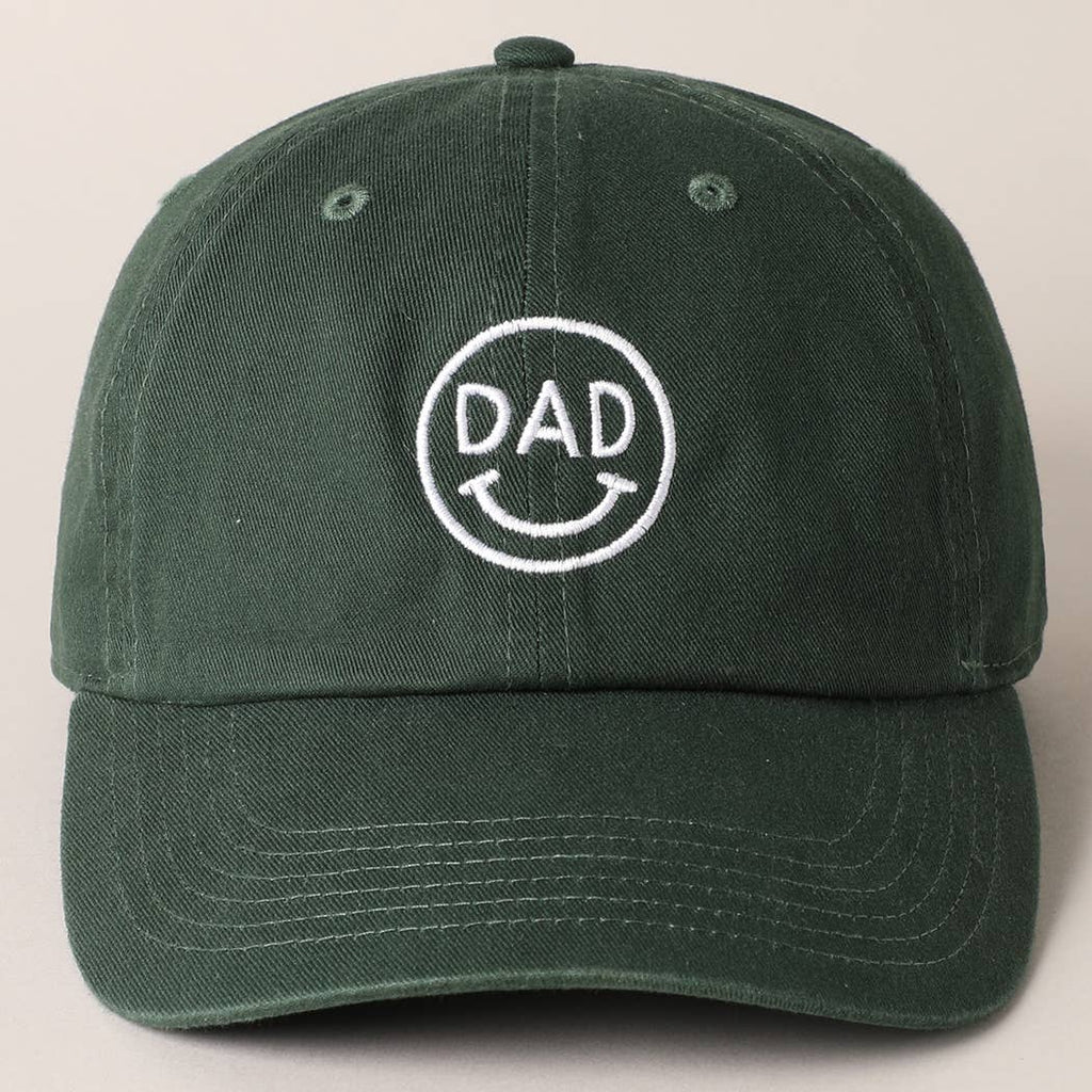 Dad Happy Face Designed Embroidered Baseball Cap