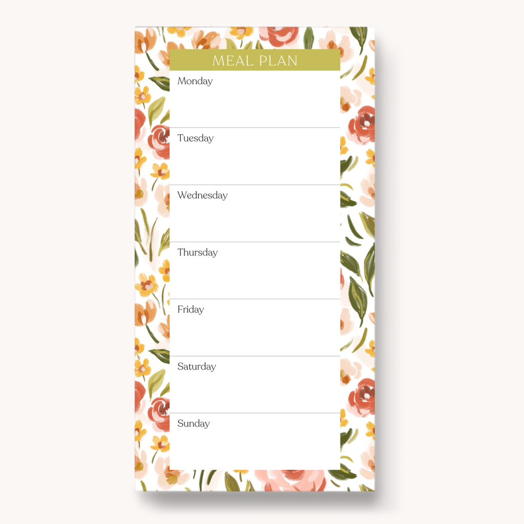 Floral Magnetic Meal Plan Notepad
