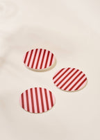 Pink and Maroon Striped Coaster - Set of 4