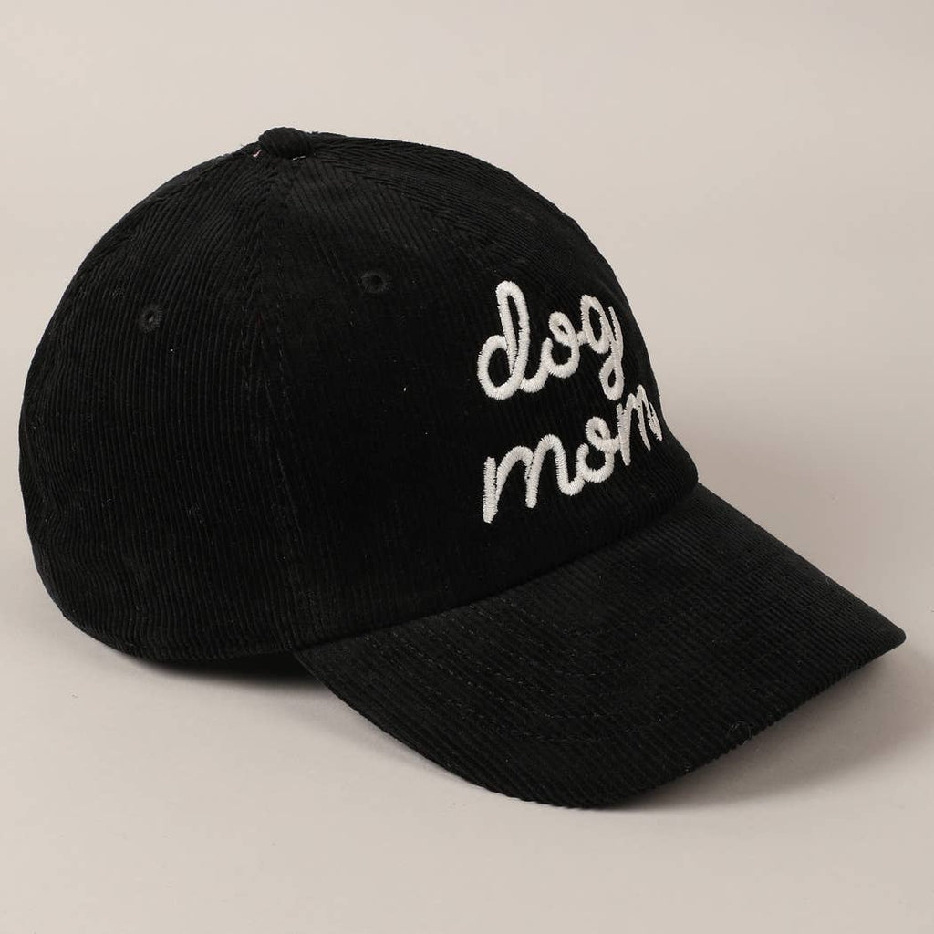 Dog Mom Text Solid Color Corduroy Baseball Cap