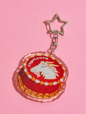 Capricorn Glitter Horoscope Cake Keychain