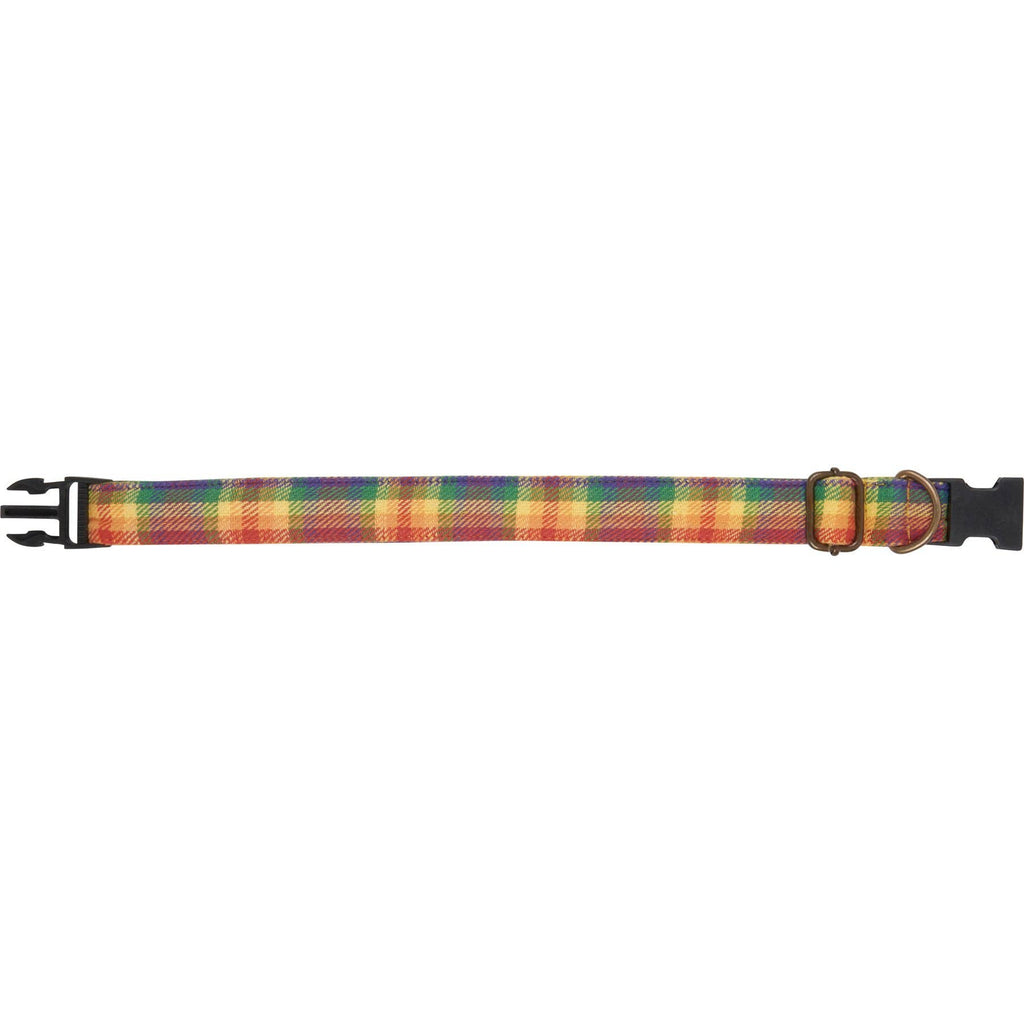 Rainbow Plaid Dog Collar