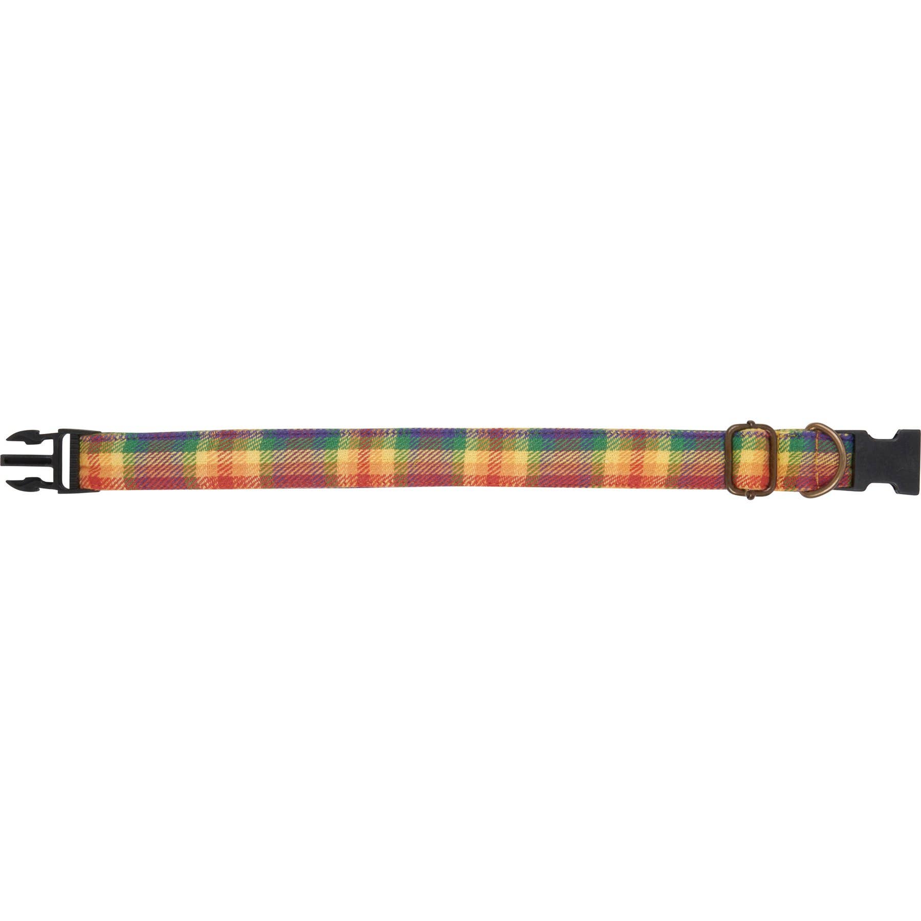 Rainbow Plaid Dog Collar