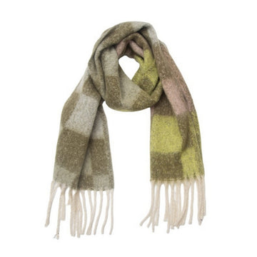 Green Tassel Plaid Scarf