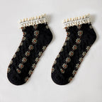 Rufia - Summer Floral Pattern Lace Trim Low-Cut Socks