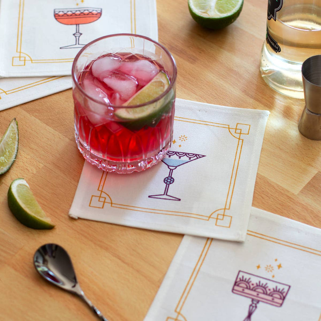 Festive Glassware Cocktail Napkin Set