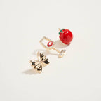 Wine Glass Tomato Bowtie Pasta Brooch Pin Set of 3