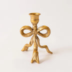 Gold Metal Tied Bow Candle Holder
