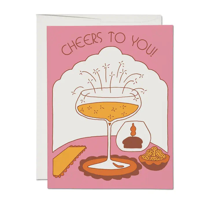 Candlelit Cheers congratulations greeting card