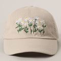 Daisy Bloom Embroidered Cotton Baseball Cap