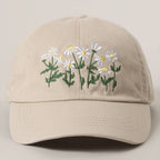 Daisy Bloom Embroidered Cotton Baseball Cap