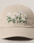 Daisy Bloom Embroidered Cotton Baseball Cap
