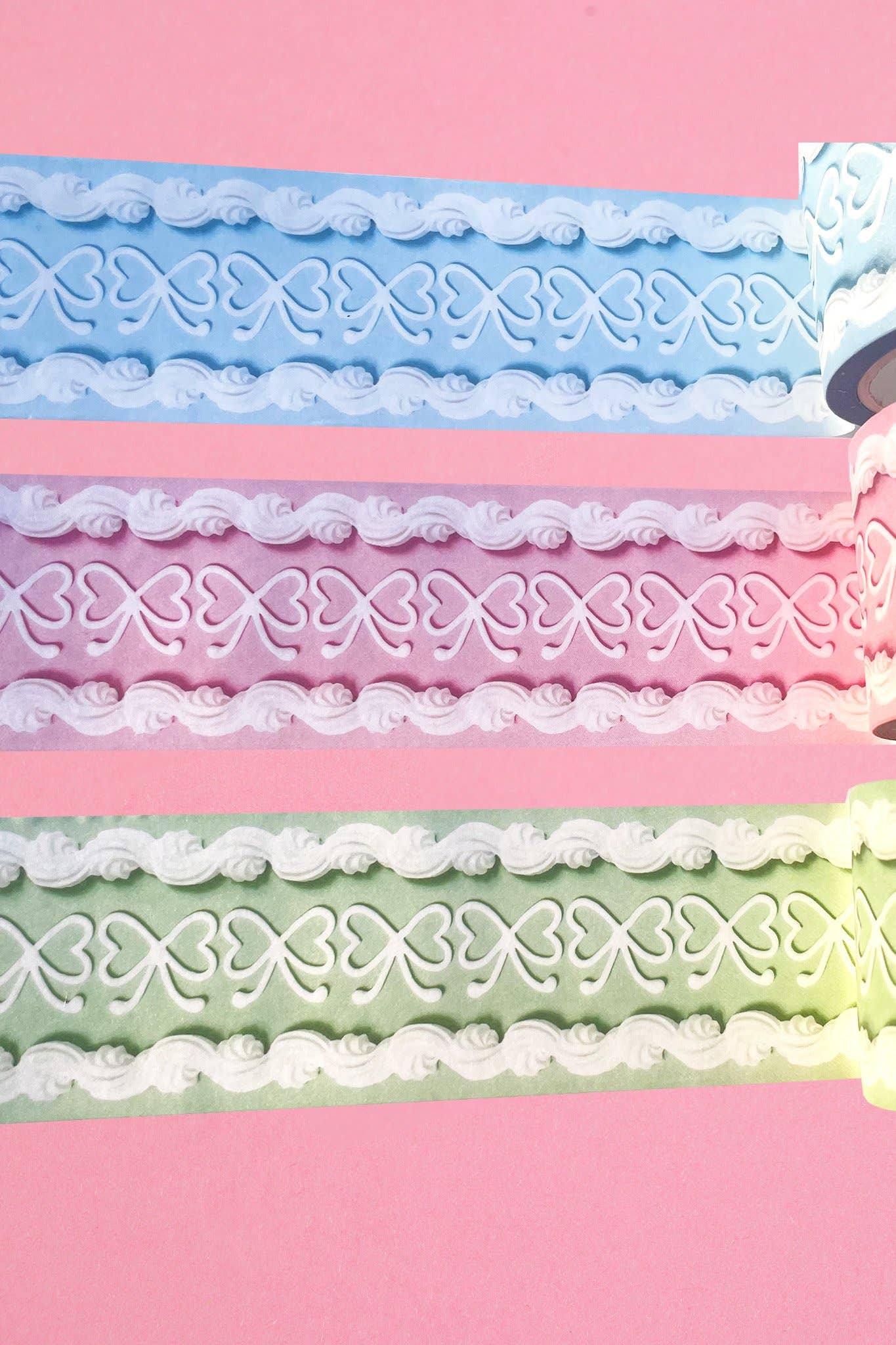 Frosting Washi Tape 40mm - Shell Border & Large Heart Bows