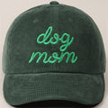 Dog Mom Text Solid Color Corduroy Baseball Cap