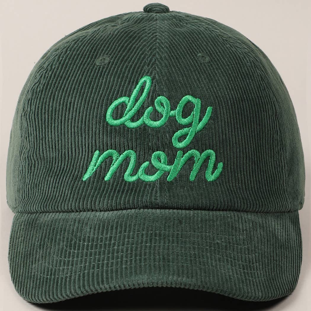 Dog Mom Text Solid Color Corduroy Baseball Cap