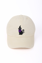 HALLOWEEN Cat with Witch Hat Embroidered Baseball Cap
