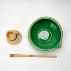 Matcha Set 20oz Porcelain Latte Bowl with Whisk and Scoop Green