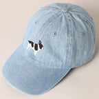 French Bulldog Dog Embroidered Denim Baseball Cap