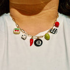 Multi-Charm Paperclip Necklace "On A Hot Streak"