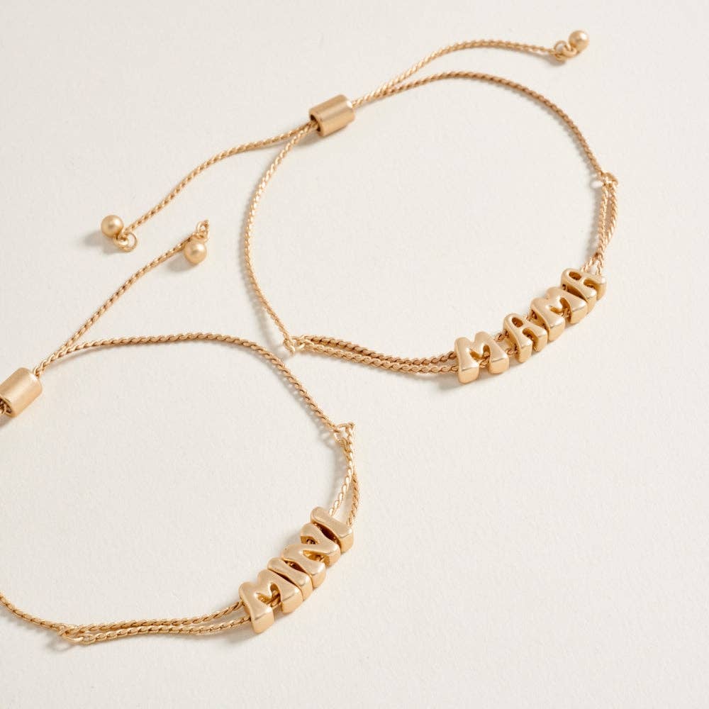 7.25 Inch Metal Puffy Mama Mini Pendant Bracelet