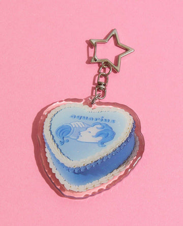 Aquarius Glitter Horoscope Cake Keychain