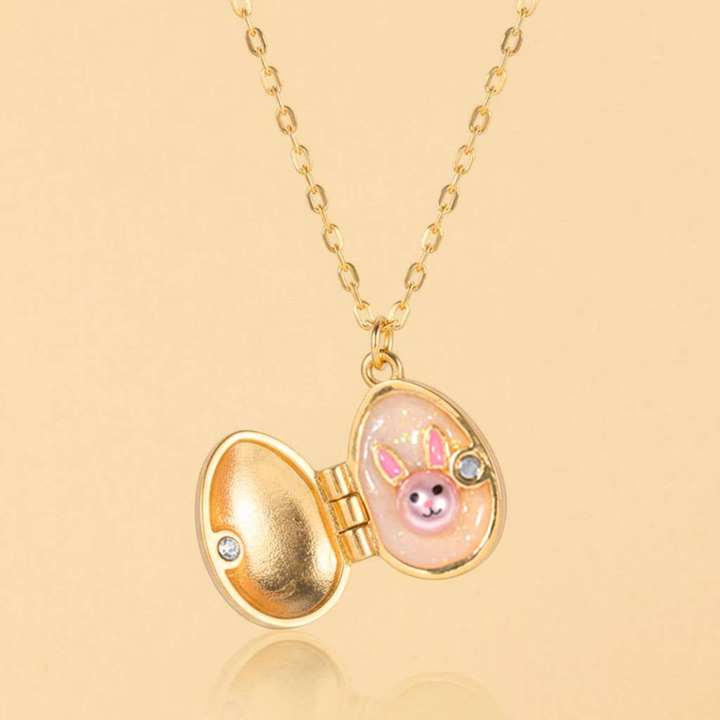 Enamel Easter Egg Locket Pendant Necklace