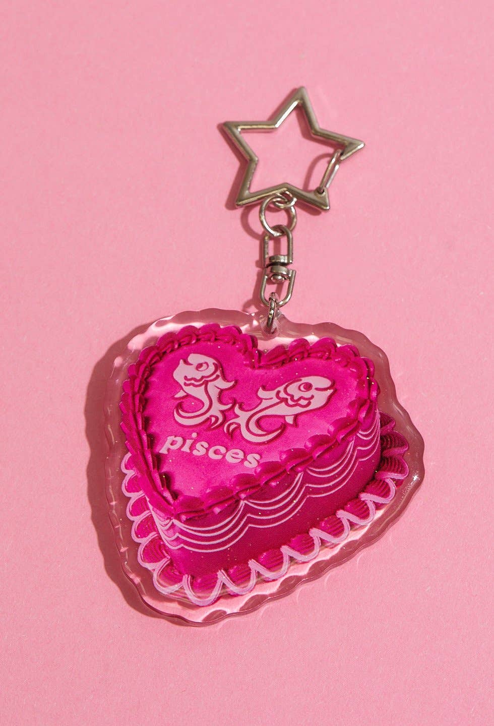 Pisces Glitter Horoscope Cake Keychain