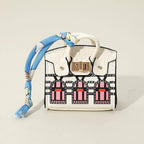 House Printed Faux Leather Elegant and Stylish Mini Purse / Bag Charm