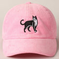 Tuxedo Cat Embroidery Corduroy Baseball Cap
