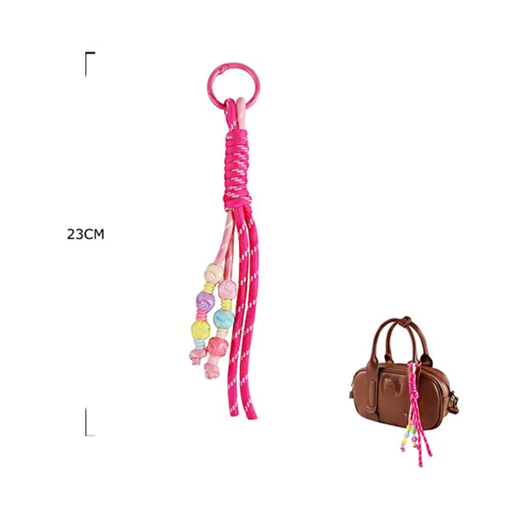 12PCS - Playful Beaded Knot Rope Bag Charm Keychains