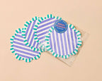 Letterpress Reusable Vellum Coasters—Capri Stripe: Teal/Purp