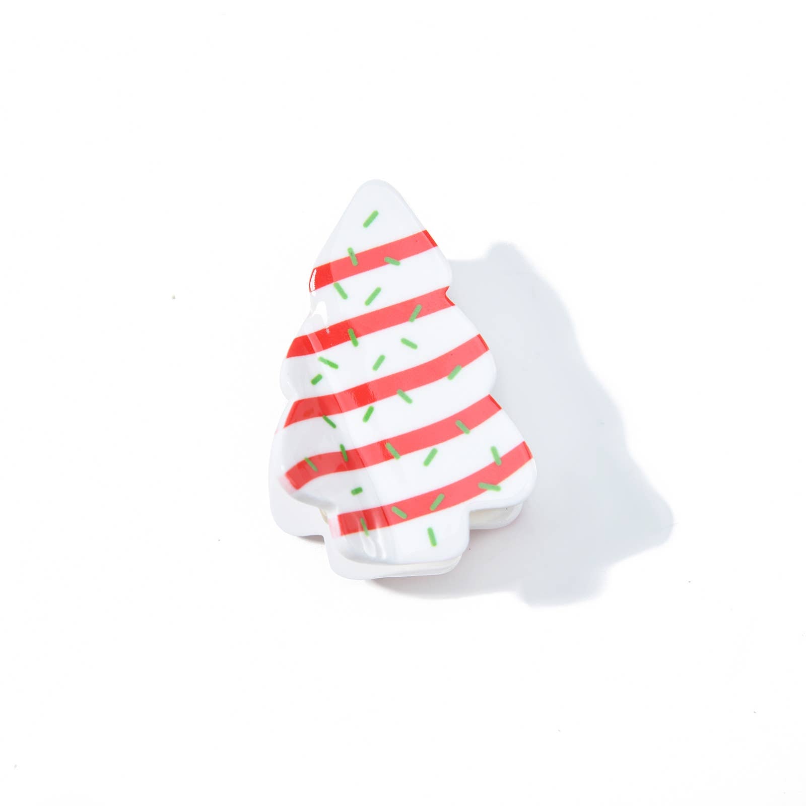 Festive Red Striped Christmas Tree Claw Clip