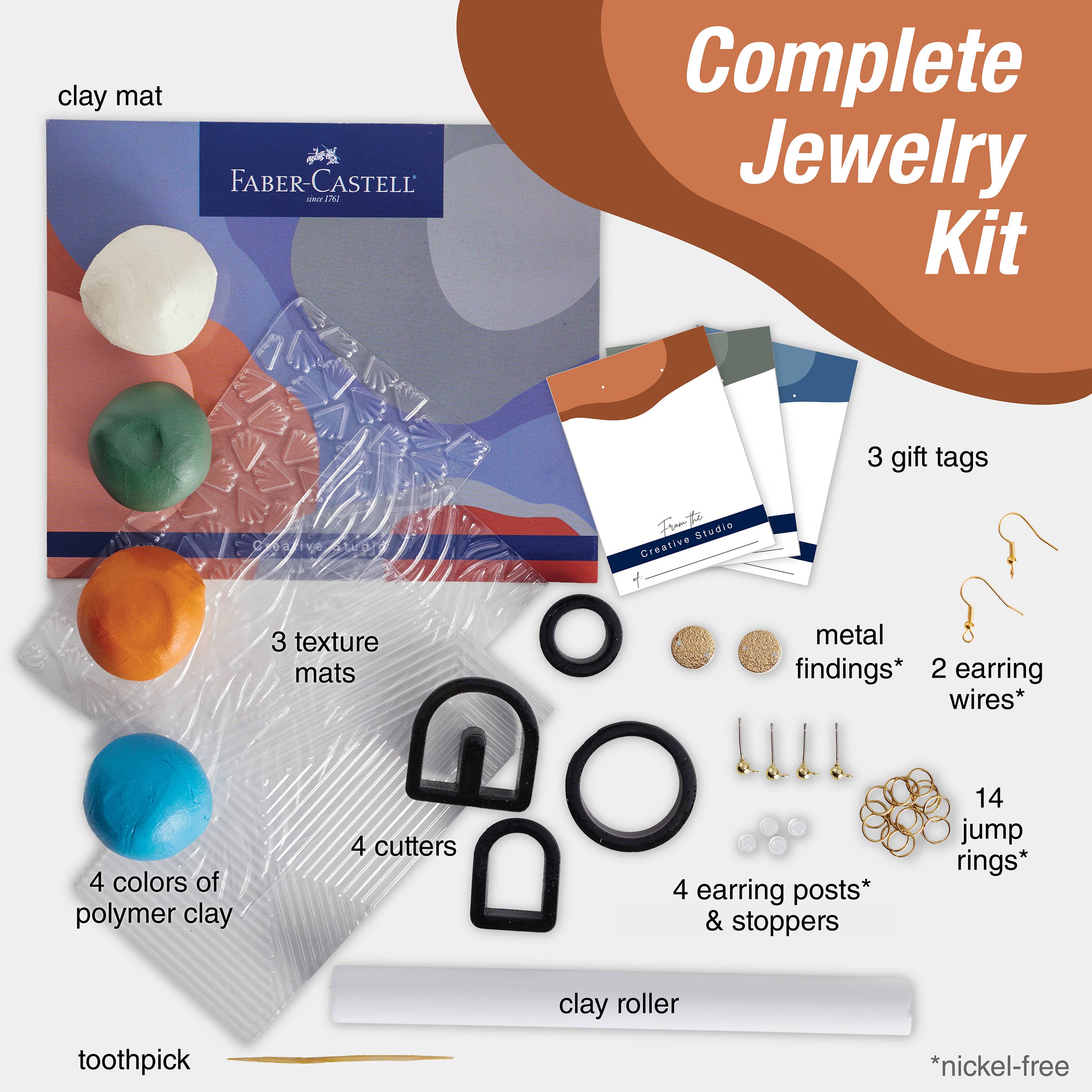 Texture Clay Earrings - Adult Craft Kit Makes 3 Pairs