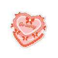 Go Away Heart Cake Stickers (funny, cute, gift, trendy)