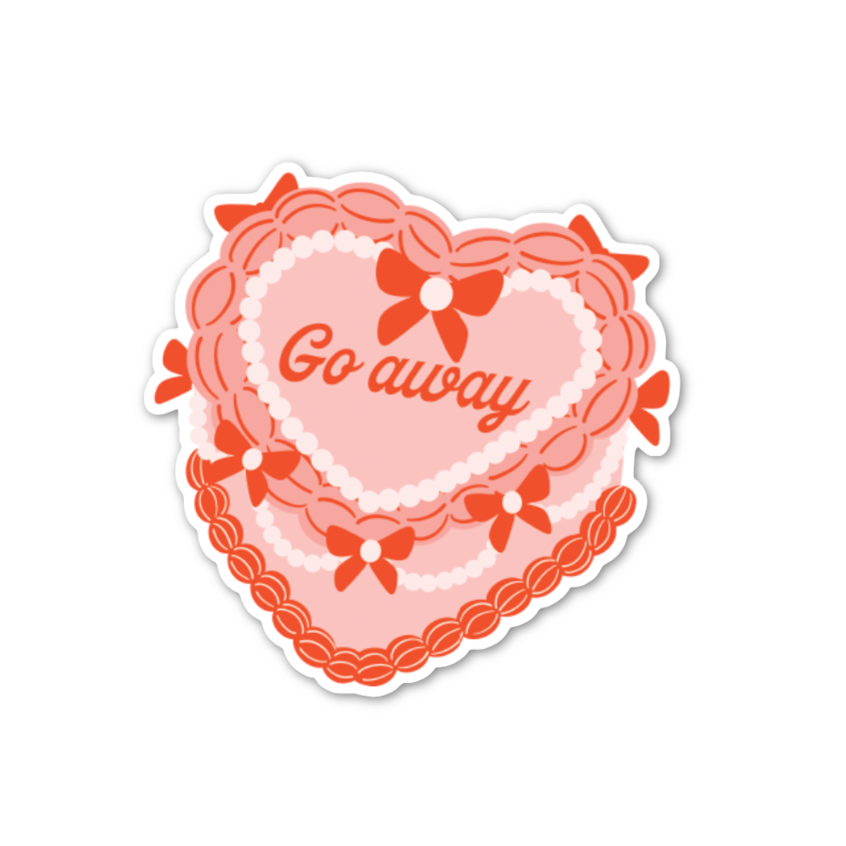 Go Away Heart Cake Stickers (funny, cute, gift, trendy)