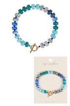 Flat Round Resin Bead Ombre Mixed Stretch Bracelet