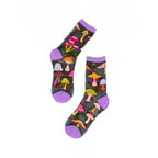Magic Mushroom Black Sheer Crew Socks