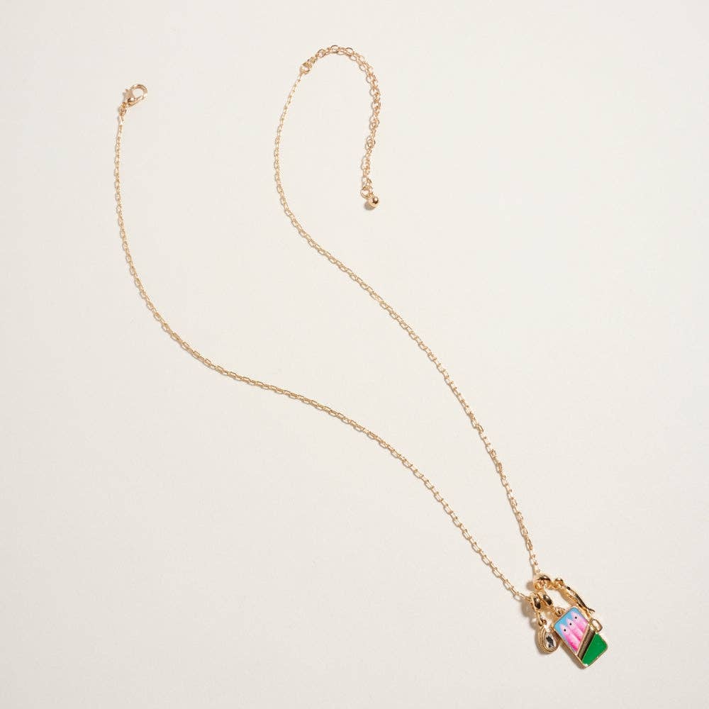18 Inch Sardine Can Fish Stone Charms Necklace