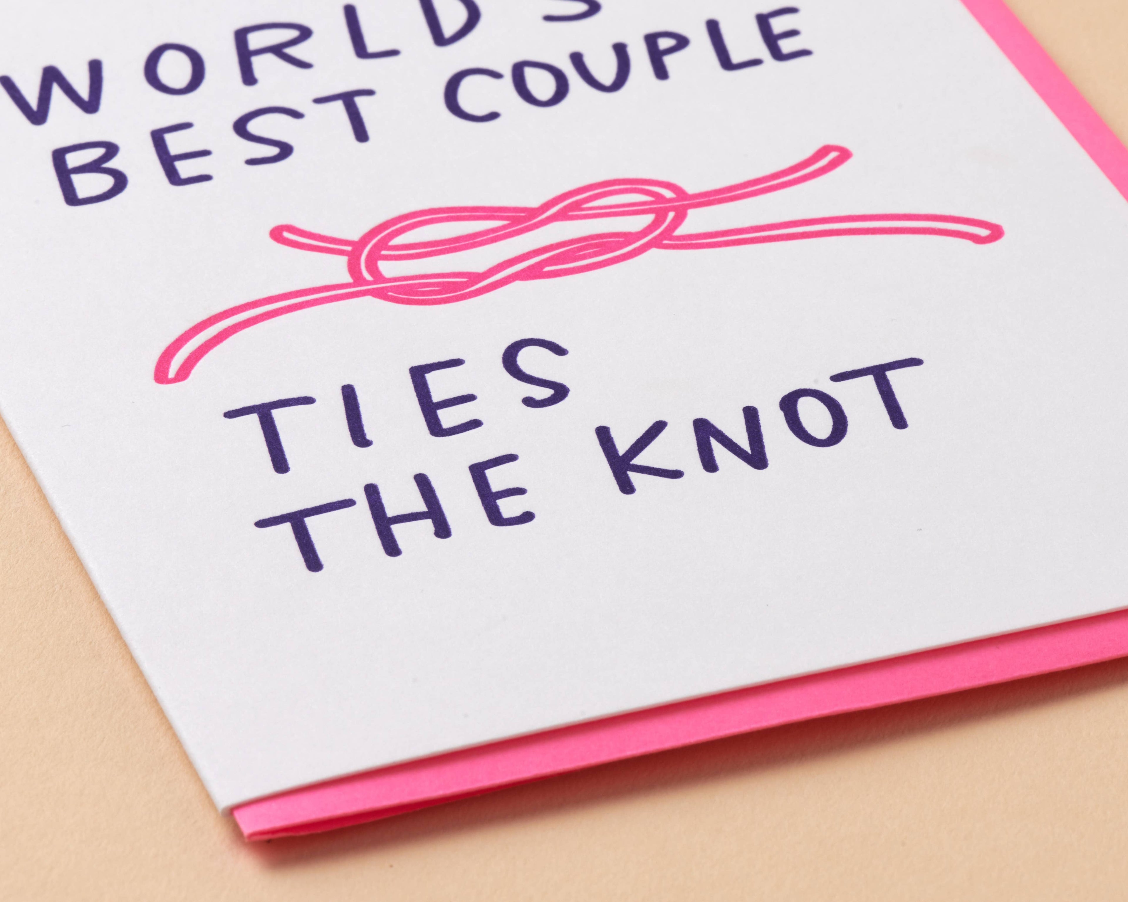 Ties the Knot Wedding Letterpress Greeting Card