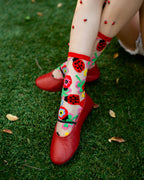 Lucky Ladybug Sheer Crew Sock