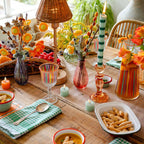 Orange Glass Candle Holder | Fall Decor |