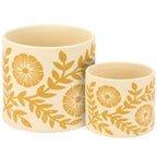 Yellow Folk Art Planter Set