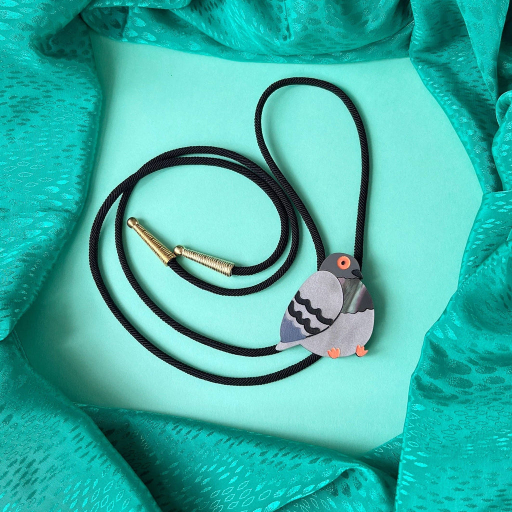 Chunky pigeon bolo tie (handmade)
