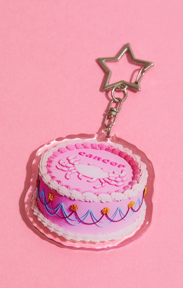 Cancer Glitter Horoscope Cake Keychain